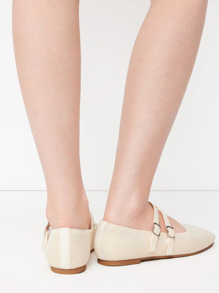 DOUBLE STRAP KNITTED MARY JANE FLATS
