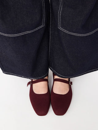 DOUBLE STRAP KNITTED MARY JANE FLATS