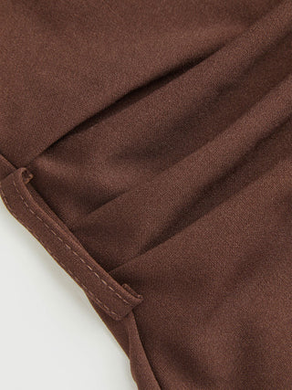 Boat Neck Ruched Belted A-line Mini Dress