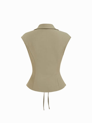 V-Neck Ruched Ruffled Tie Front Blouse