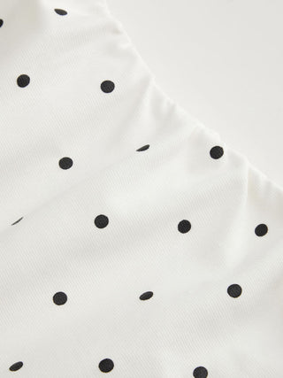 Cotton-blend Boat Neck Polka Dot Bowknot Midi Dress