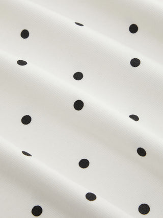 Cotton-blend Boat Neck Polka Dot Bowknot Midi Dress