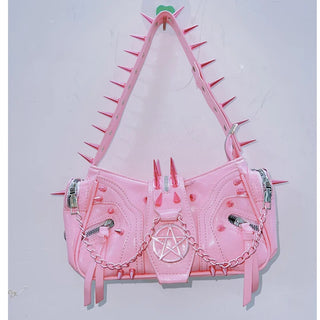 Rivet PU leather metal chain handbag  | Festival Outfits Women