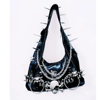 Skull applique rivet o ring handbag  | Festival Outfits Women