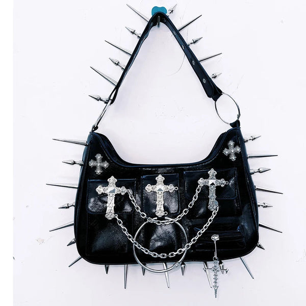 Rivet o ring metal chain handbag  | Festival Outfits Women