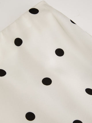Satin Mid Rise Polka Dot Lace Trim A-line Midi Skirt