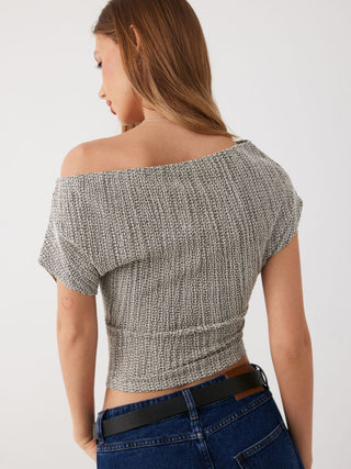 Cotton-blend Asymmetrical Neck Top