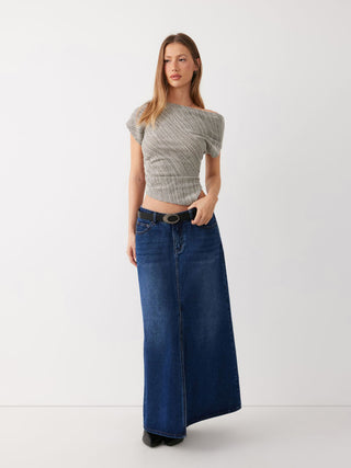 Cotton-blend Asymmetrical Neck Top