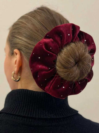 VELVET RHINESTONE DECOR SCRUNCHIE
