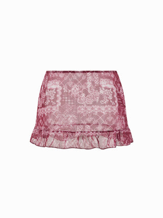 Halter Neckline Paisley Triangle Bikini Set With Ruffle Cover Up Skirt