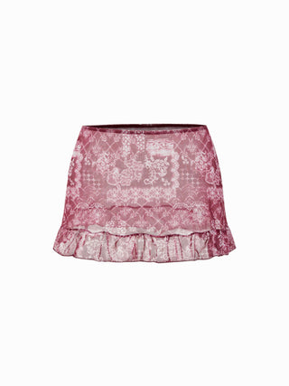 Halter Neckline Paisley Triangle Bikini Set With Ruffle Cover Up Skirt