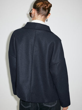 Wool-look High Neck Double Breasted Oversized Jacket