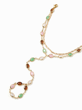 OVAL RESIN LAYERED HAND CHAIN BRACELET
