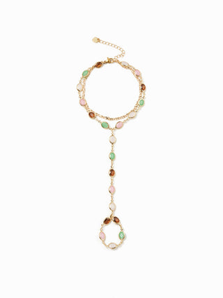 OVAL RESIN LAYERED HAND CHAIN BRACELET