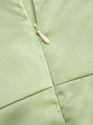 Satin Boat Neck Lantern Sleeve Asymmetrical Maxi Dress
