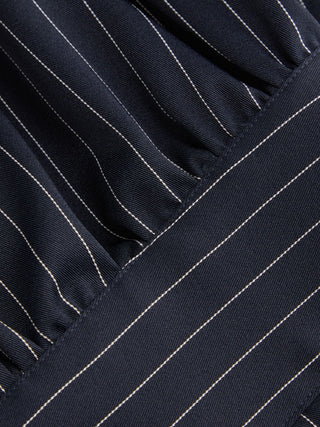 Woven Striped Collar Button Front Maxi Dress For Work