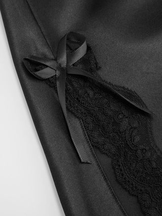 Satin Satin V-neck Floral Lace Bowknot Cami Nightdress For Bedroom