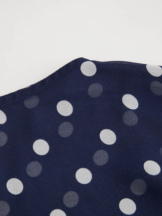 Chiffon Polka Dot Boat Neck Cloak Sleeve Oversized Poncho Blouse & Bandeau