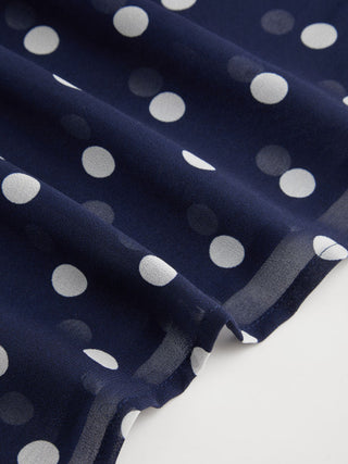Chiffon Polka Dot Boat Neck Cloak Sleeve Oversized Poncho Blouse & Bandeau