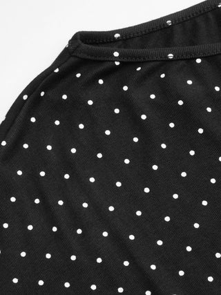 Boat Neck Polka Dot Batwing Sleeve Oversized Tee