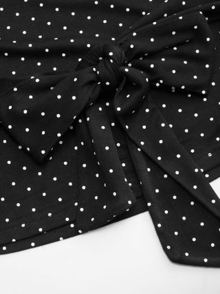 Boat Neck Polka Dot Batwing Sleeve Oversized Tee
