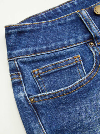 Denim Low Rise Straight Leg Micro Shorts