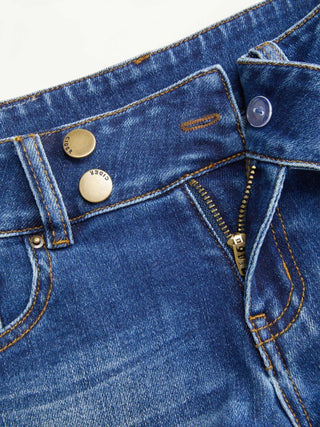 Denim Low Rise Straight Leg Micro Shorts