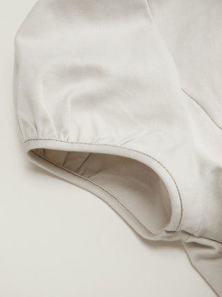 Cotton-blend Peter Pan Collar Puff Sleeve Blouse