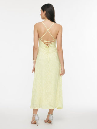 Jacquard Floral Tie Back A-line Maxi Dress