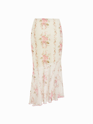 Mesh Mesh Floral Bowknot Cami Top & Mid Rise Maxi Skirt Set For Vacation