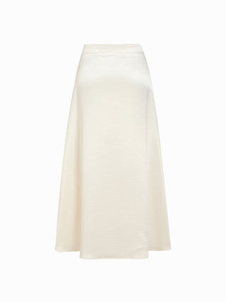 Satin Cowl Neck Lace Panel Top & Mid Rise Flared Maxi Skirt Set