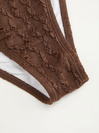 3 Piece Halter Neckline Lace Triangle Bikini Top & Cheeky Bottom With Sarong Bikini Set