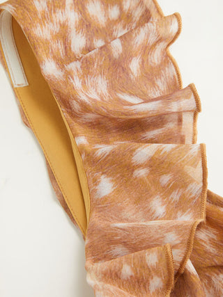 Chiffon Chiffon Deer Print V-neck Ruffle Cami Top For Daily Casual Holiday