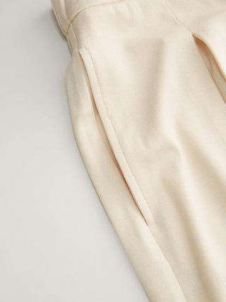 Asymmetrical Neck Ruched Top & Mid Rise Wide Leg Trousers Set