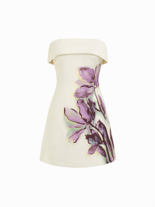 Satin Satin Floral Strapless A-line Mini Dress For Daily Casual Vacation