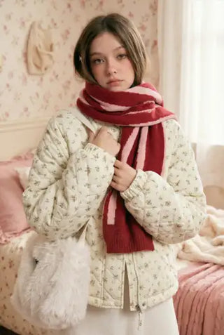 TWO-TONE BOWKNOT PATTERN KNITTED SCARF