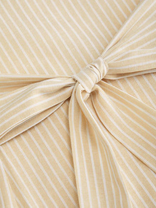 Cotton-blend Striped Ruched Tie Back Maxi Dress
