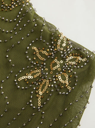 Mesh Mesh Cowl Neck Floral Beading Sequin Cami Top For Daily Casual Coffee Shop Vacation