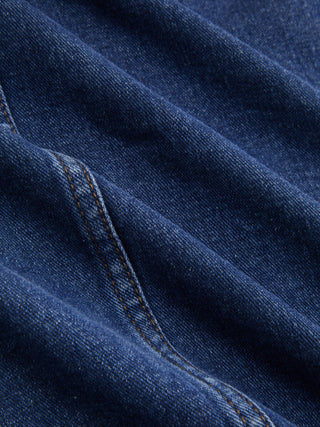 Denim Oversized A-line Pinafore Dress With Metal Detail