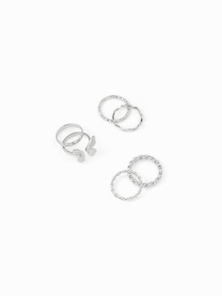 5 PCS WAVE & TWIST & BUTTERFLY RING SET For Daily Casual