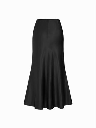 Stand Collar Cinched Waist Top With Belt & Zipper Mermaid Maxi Skirt Set