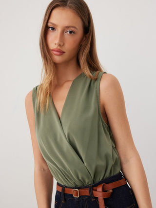 Woven V-Neck Ruched Shirt Romper For Daily Casual Work