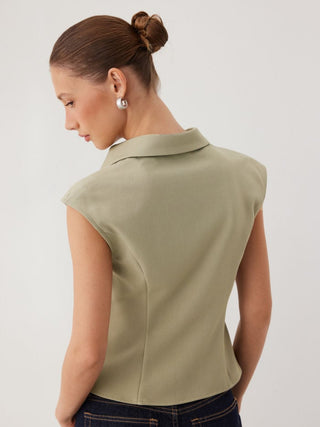V-Neck Ruched Ruffled Tie Front Blouse