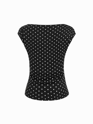 Boat Neck Solid Ruched Short Sleeve Top