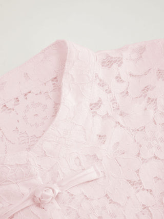 Lace Mandarin Collar Guipure Split Tank Top