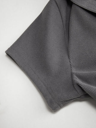 Knit Fabric Textured V-neck Ruched Front Romper For Daily Casual