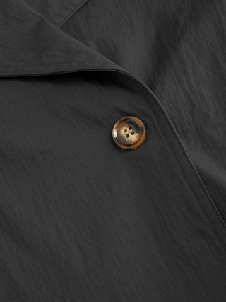 Cotton-blend Collar Long Sleeve Belted Crop Windbreaker