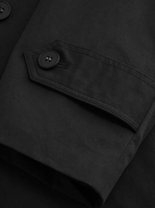 Multi-way Cotton Funnel Neck Double Breasted Oversized Windbreaker With Belt