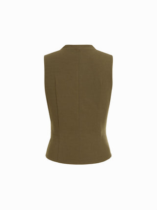 V-Neck Wrap Front Ruched Metal Detailed Top & Mid Rise Wide Leg Trousers Set