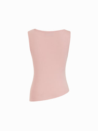 High Stretch Asymmetrical Neck Ruched Tank Top